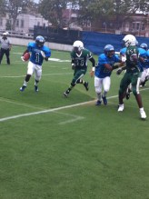 4559 -- Canarsie running back follows blockers as he turns the corner for positive yardage.