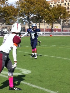 Chiefs senior defensive back Jesse Rivera shouts instructions to his defense. 
