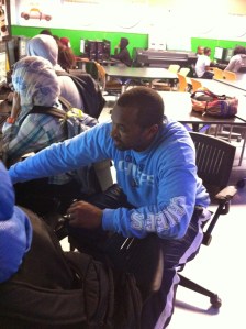 Kyle Allen assist students with projects.