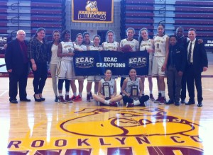Brooklyn College Women's Basketball Team 2015-2016 ECAC Championship Banner.   